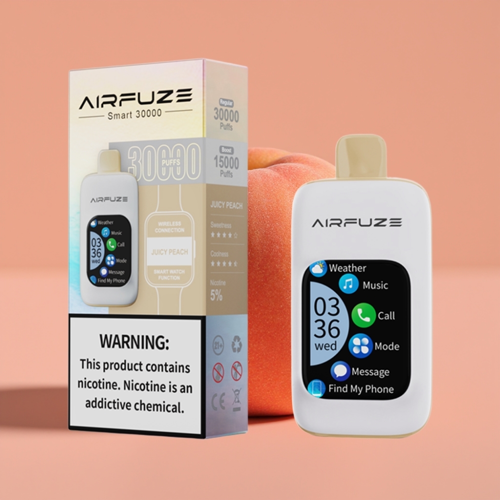 AirFuze Smart 30000 Puds Skærmpeach Dispenserbar Pod med Touchskærm og Type-C