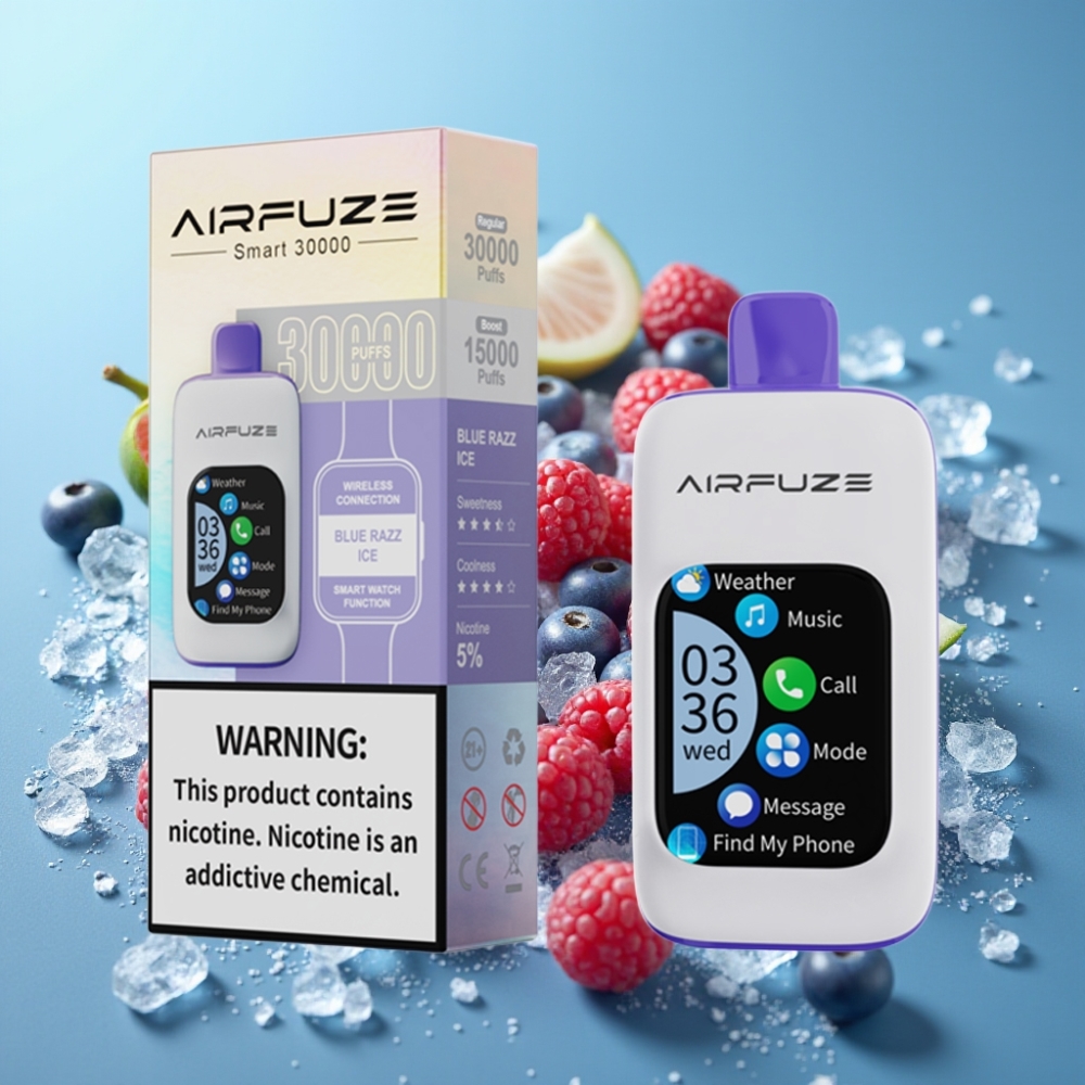 AirFuze Smart 30000 Puffs Blue Razz Is Touch Skærm Type-C 900mAh