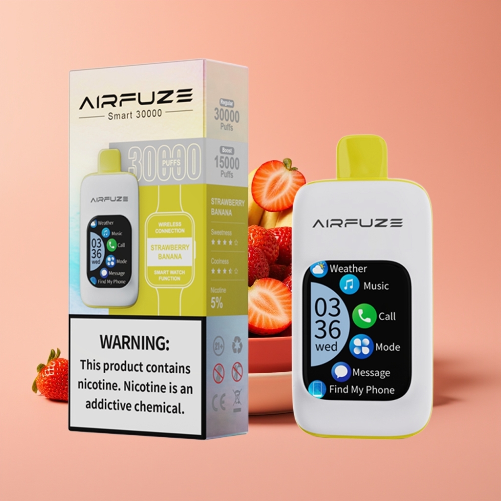AirFuze Smart 30000 Puffs Disposable Pod Jordbær Banan Touch Skærm Type-C