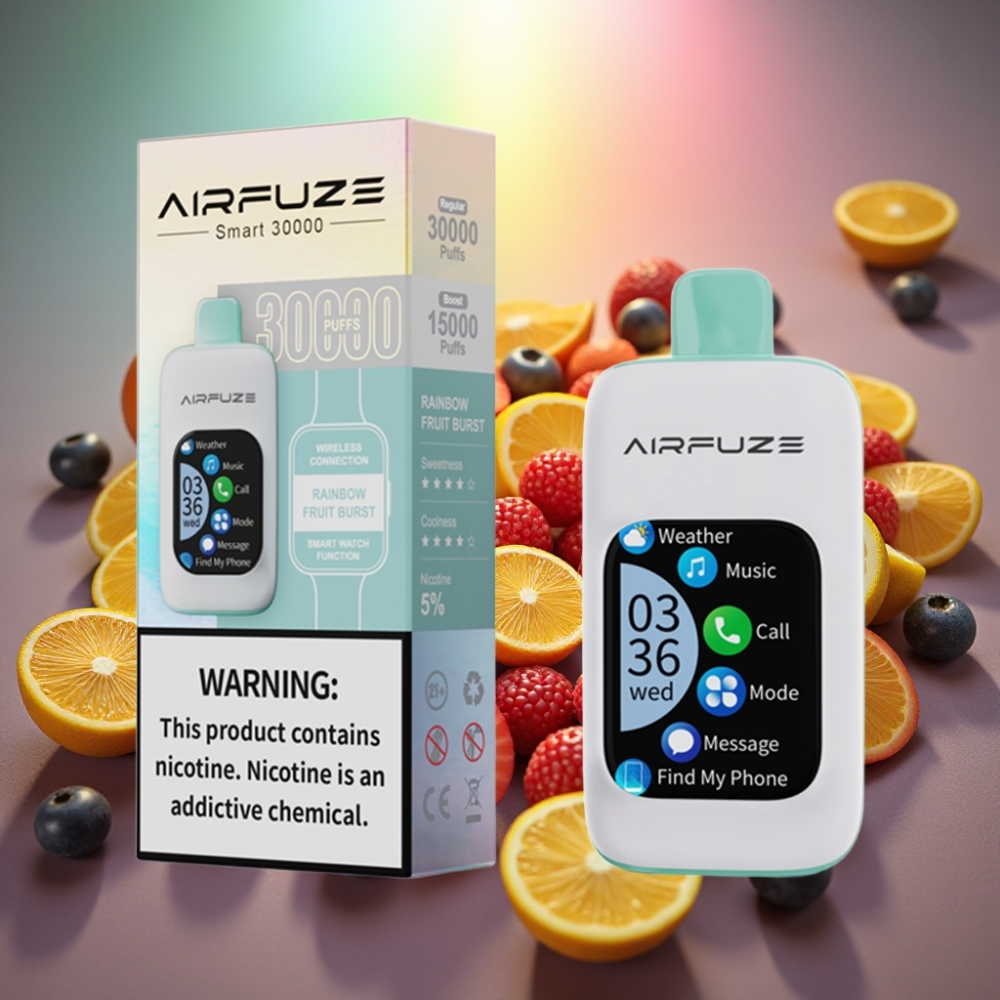 AirFuze Smart 30000 Puffs Disposable Pod Regnbue Frugt Eksplosion Touch Skærm Type-C