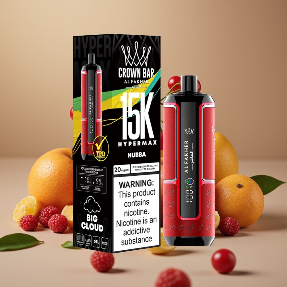 Al Fakher Crown Bar 15K Hypermax 22ml 600mAh Type-C DTL 6mg Bærbar E-Damp