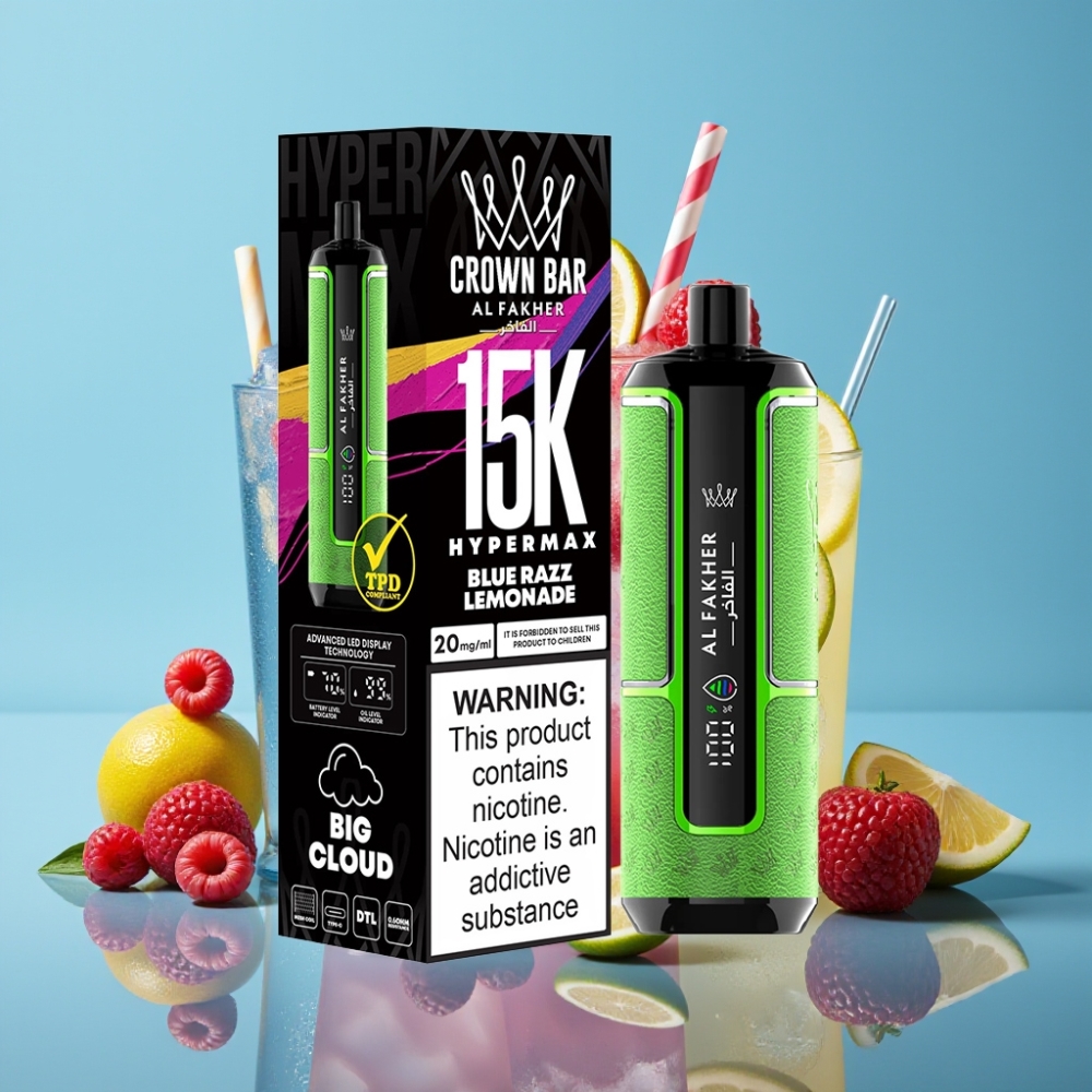 Al Fakher Crown Bar 15K Hypermax Bærblå Citronvand Disposable Vape Kit 22ml 600mAh