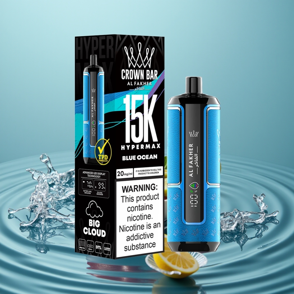 Al Fakher Crown Bar 15K Hypermax Engangs Vape Kit - Blå Hav, 22ml, 600mAh