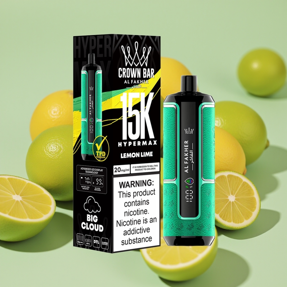 Al Fakher Crown Bar 15K Hypermax Engangs Vape Kit Citron Lime 22ml 600mAh