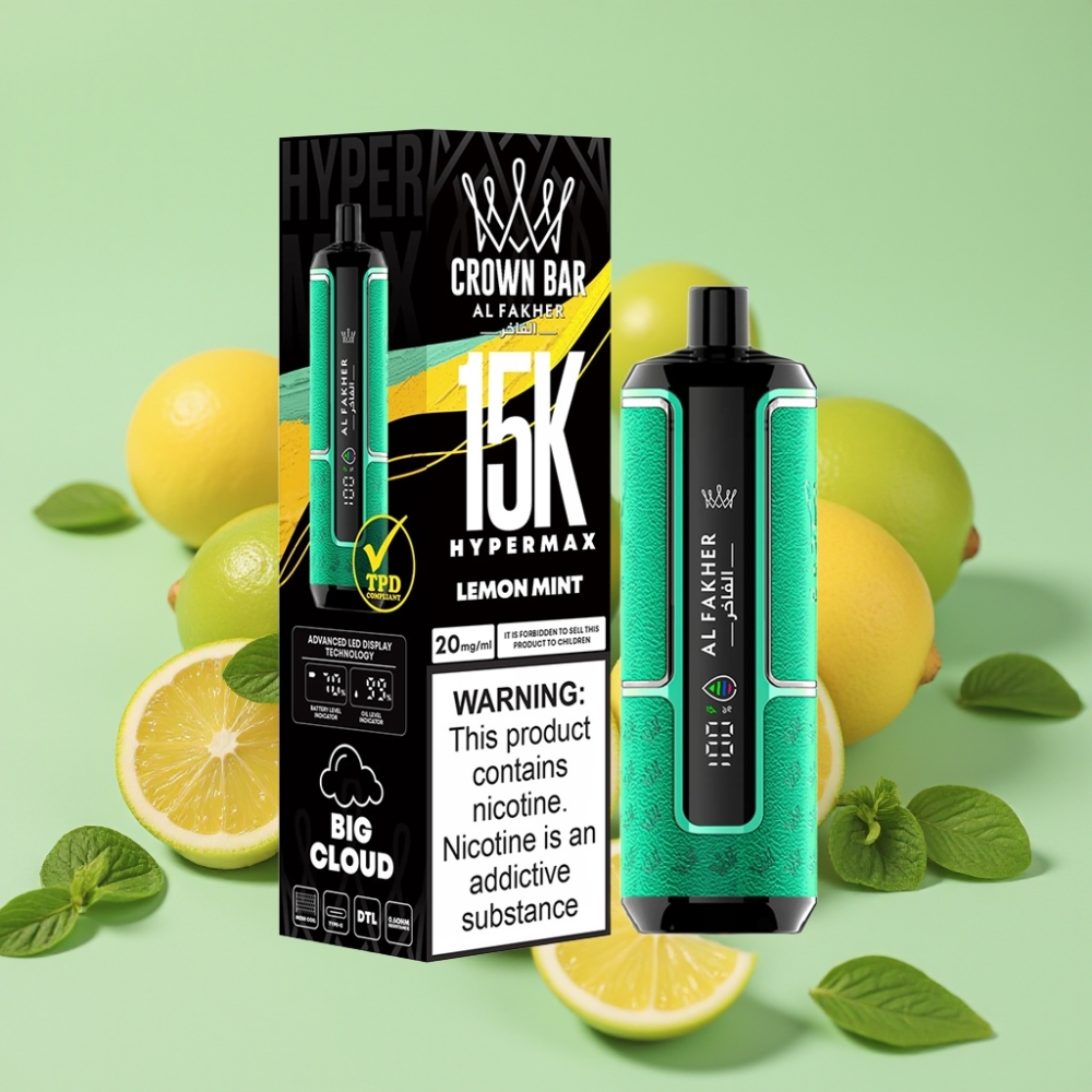 Al Fakher Crown Bar 15K Hypermax Engangs Vape Kit Citron Mynte