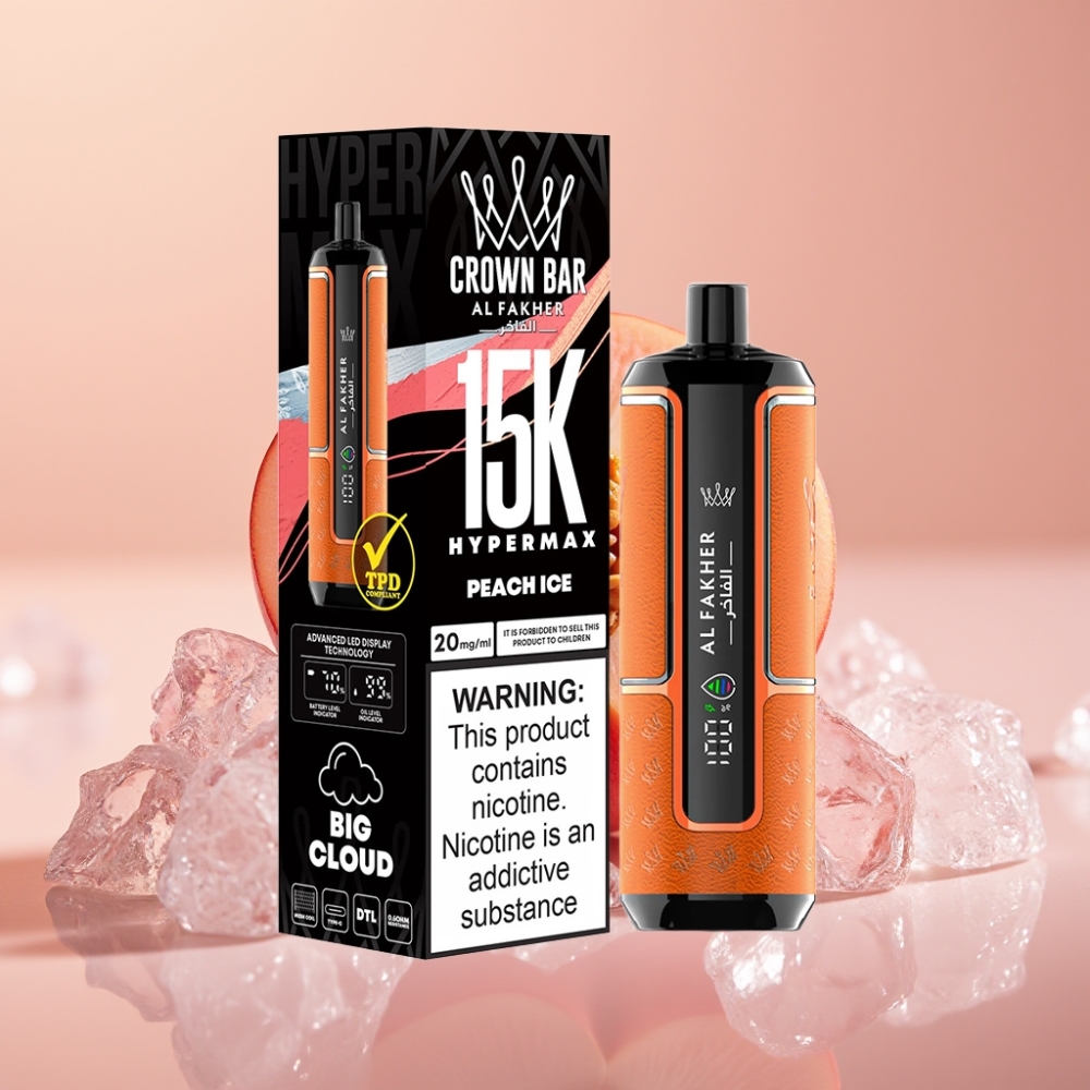 Al Fakher Crown Bar 15K Hypermax Engangs Vape Kit Fersken Is | 22ml | 600mAh | Type-C