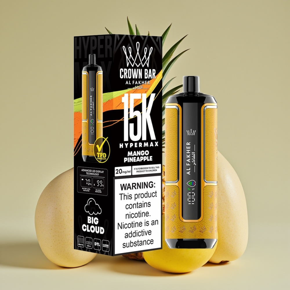Al Fakher Crown Bar 15K Hypermax Engangs Vape Kit Mango Ananas 22ml 600mAh