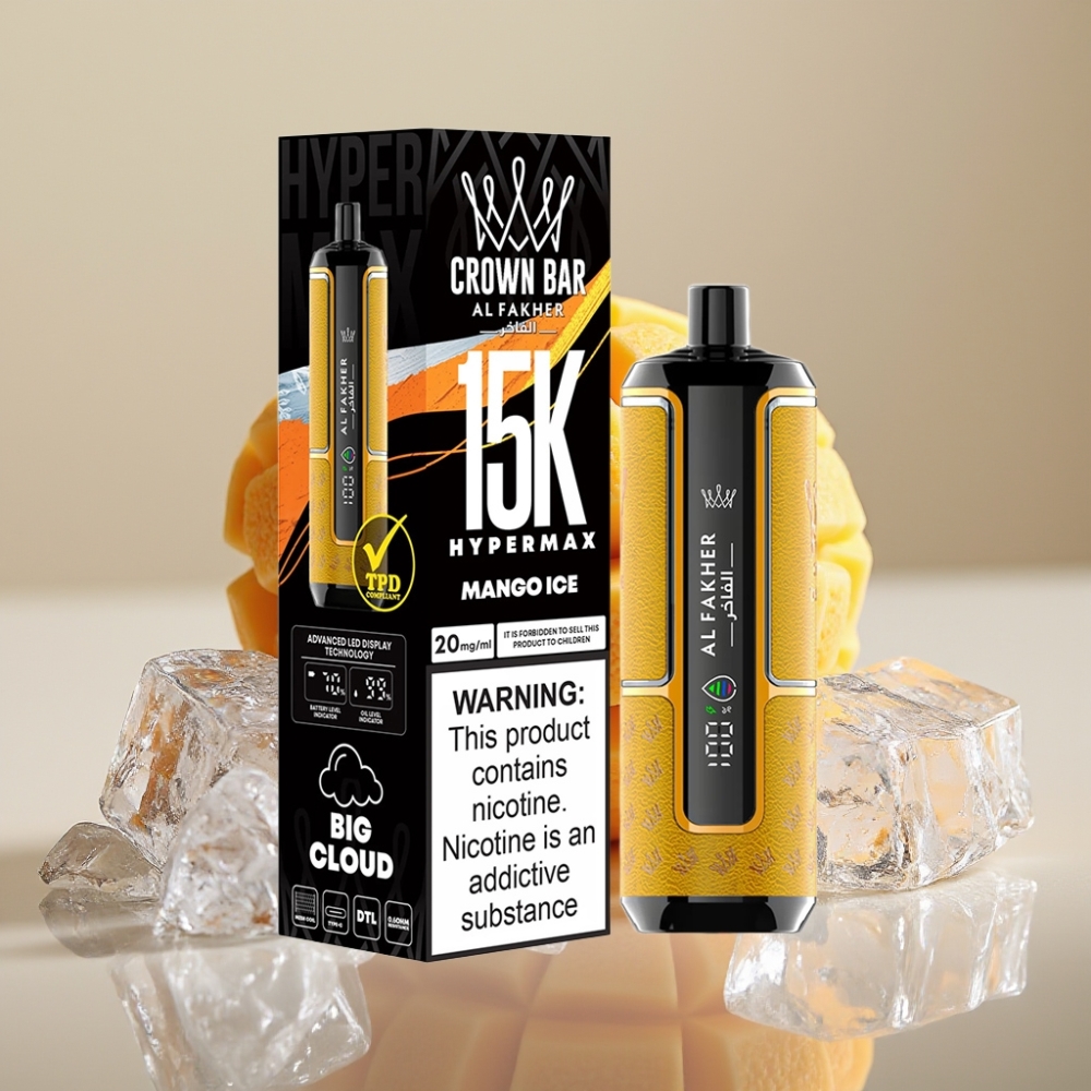 Al Fakher Crown Bar 15K Hypermax Engangs Vape Kit Mango Is - 22ml, 600mAh, Type-C