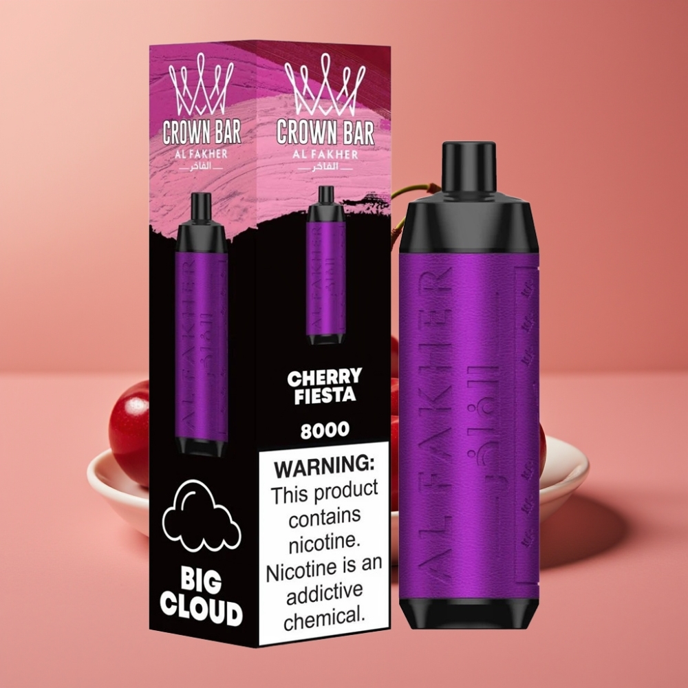 Al Fakher Crown Bar 8000 Crystal Disposable Vape 600mAh 18ml Kirsebær Fest