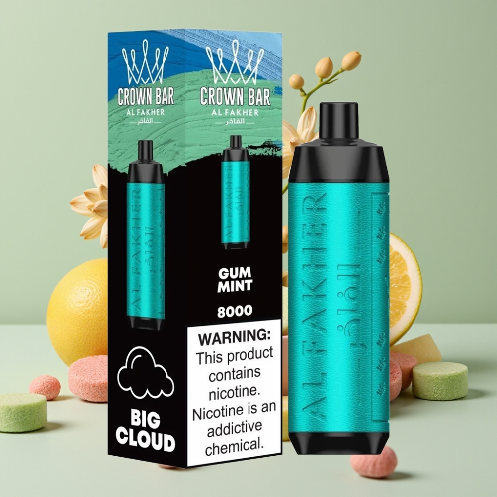 Al Fakher Crown Bar 8000 Crystal Disposable Vape 600mAh 18ml Tyggegær Mint