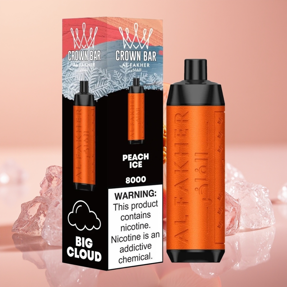 Al Fakher Crown Bar 8000 Crystal Disposable Vape Fersken Is 600mAh 18ml
