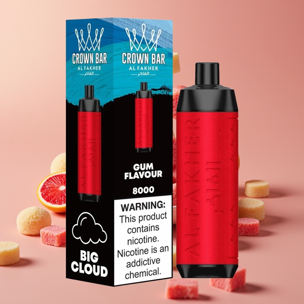 Al Fakher Crown Bar 8000 Crystal Disposable Vape Tyggeligummismag 600mAh 18ml