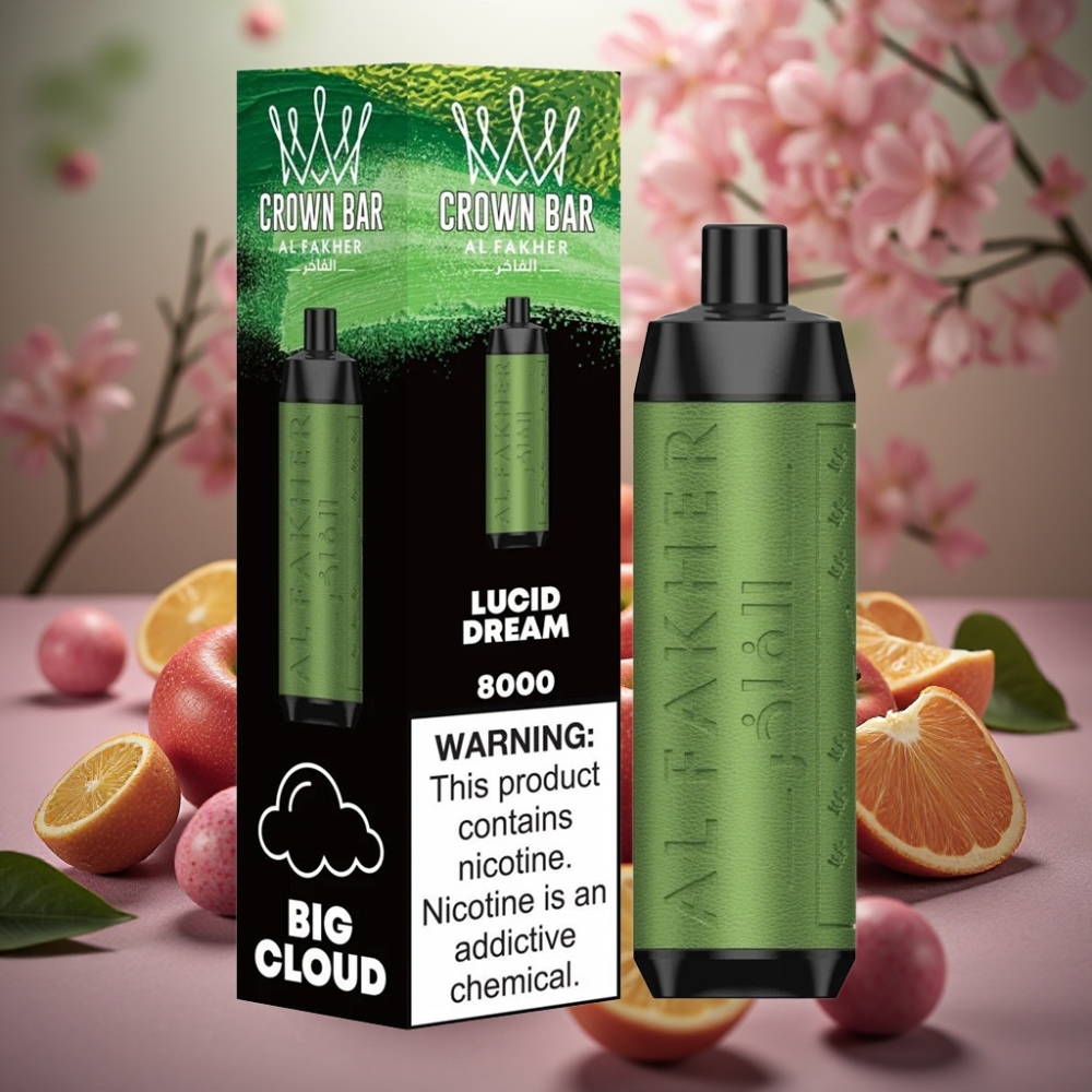 Al Fakher Crown Bar 8000 Crystal Engangs Vape – 18ml e-Væske – 5mg Nikotin – Klar Drøm