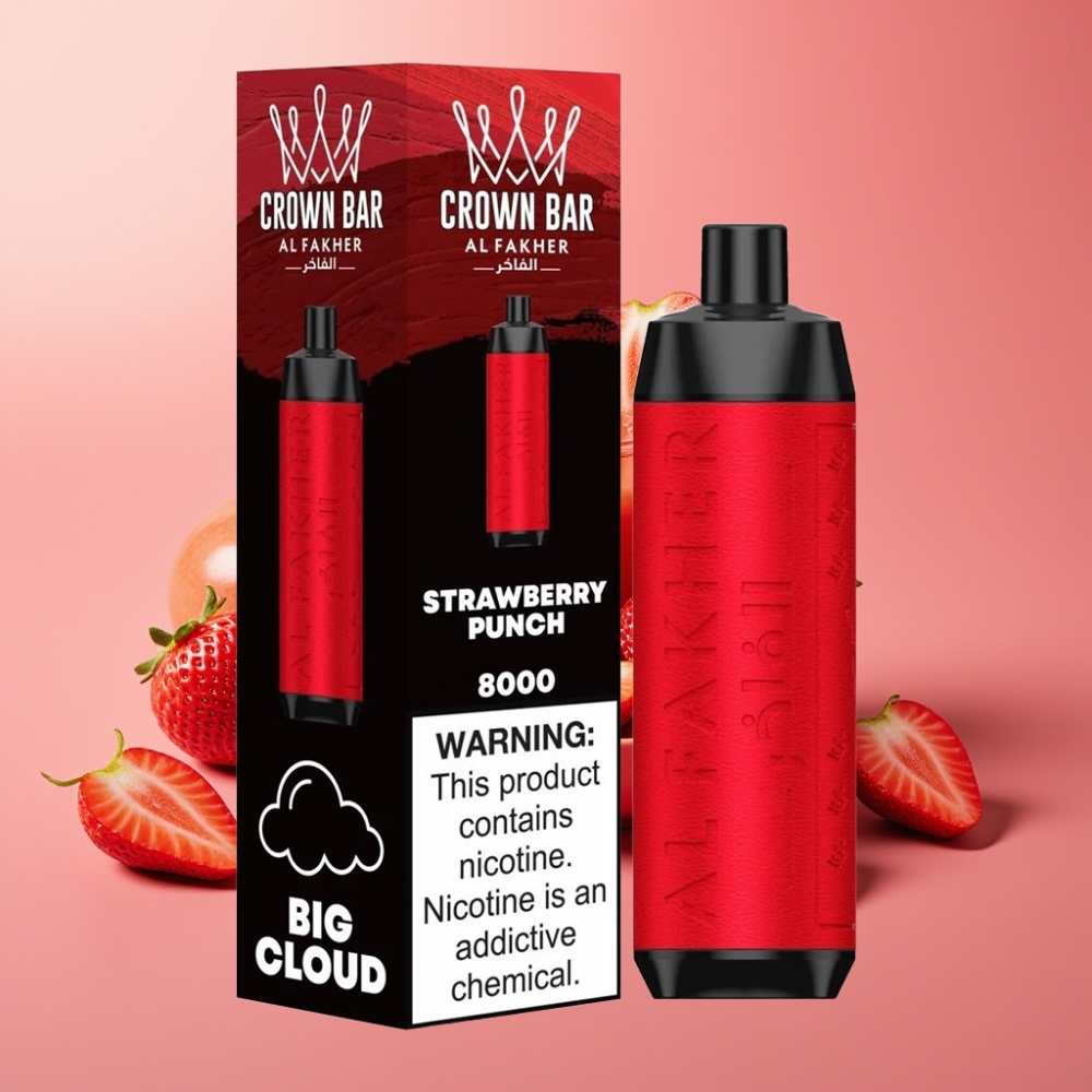 Al Fakher Crown Bar 8000 Crystal Engangs Vape Jordbær Punch 600mAh 18ml