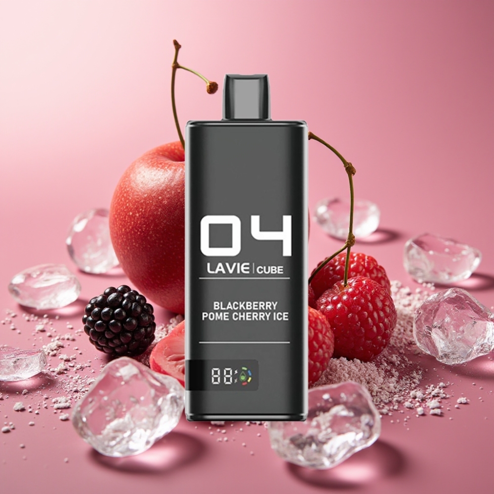 Lavie Cube 20000 Puffs Engangs Vape 28ML 2%/5% Salt Nikotin Type C - Bjørnebær Granatæble Is