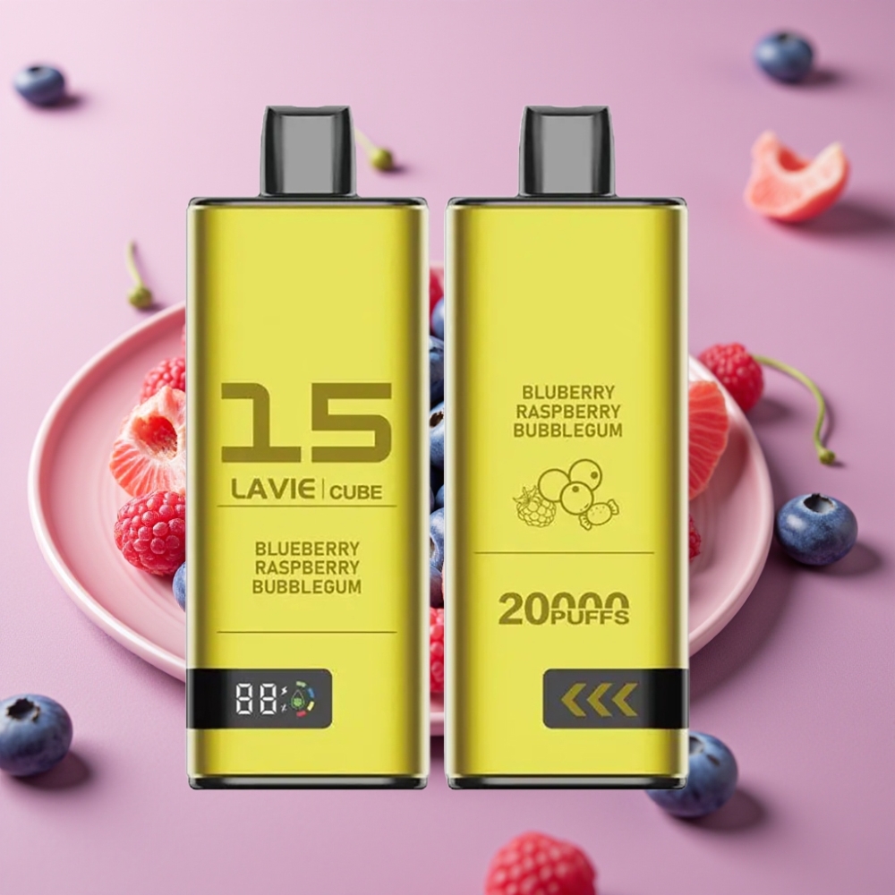 Lavie Cube 20000 Puffs Engangs Vape Blåbær Hindbær Bubblegum 28ML Type C