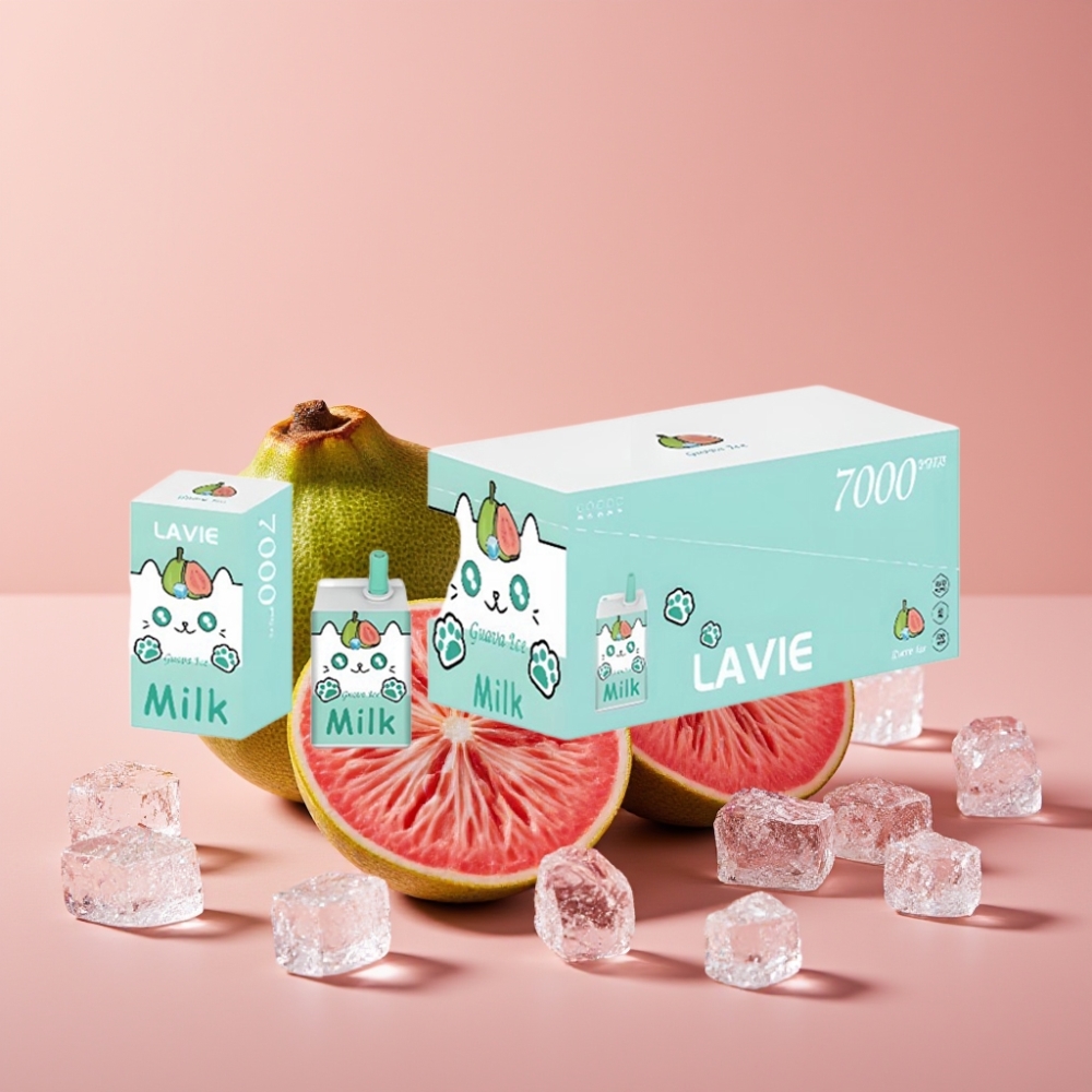 LAVIE Milk 7000 Puffs Guava Is (Guava Ice) 16ML 5% Nikotin Type C Opladning