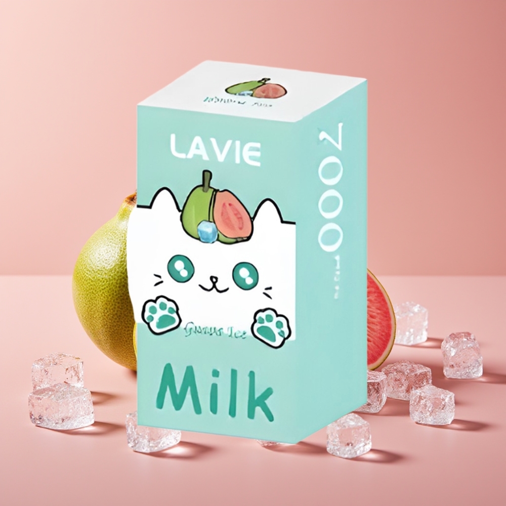 LAVIE Milk 7000 Puffs Guava Is (Guava Ice) 16ML 5% Nikotin Type C Opladning