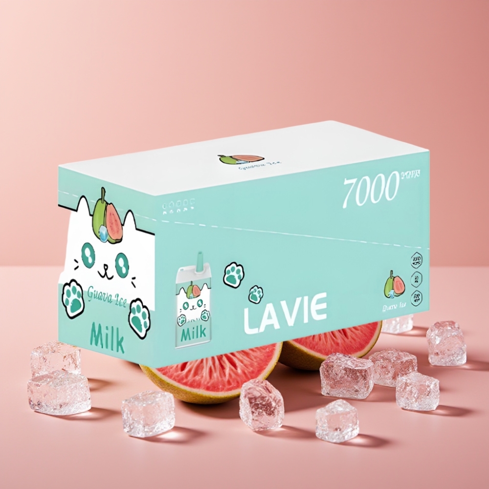 LAVIE Milk 7000 Puffs Guava Is (Guava Ice) 16ML 5% Nikotin Type C Opladning