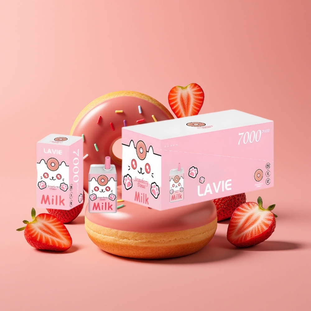 LAVIE Milk 7000 Puffs Jordbær Donut 16ML Type C vape distributor in Denmark