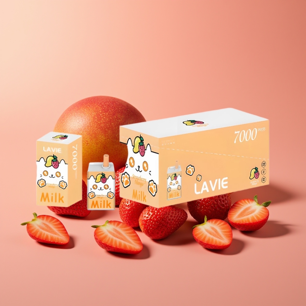 LAVIE Milk 7000 Puffs Jordbær Mango 16ML Type C vape distributor in Denmark