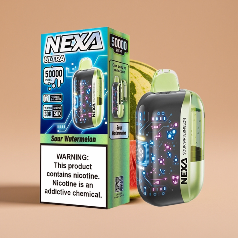 NEXA Ultra 50K Disposable Vape 20ml 5% Nikotin Sur Vandmelon 3D Skærm