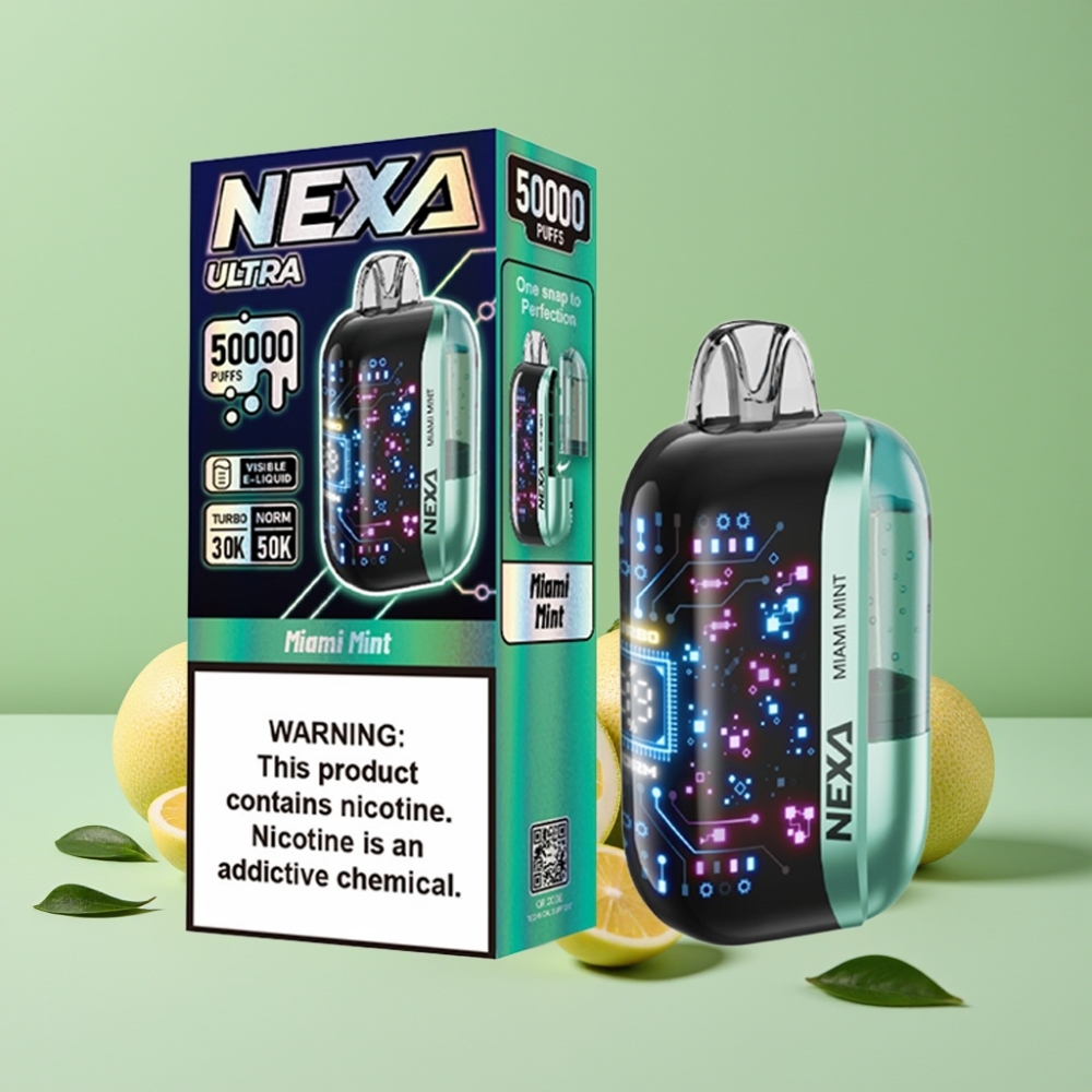 NEXA Ultra 50K Disposable Vape Miami Mynte 20ml 5% Nikotin 0,9ohm Dual Mesh