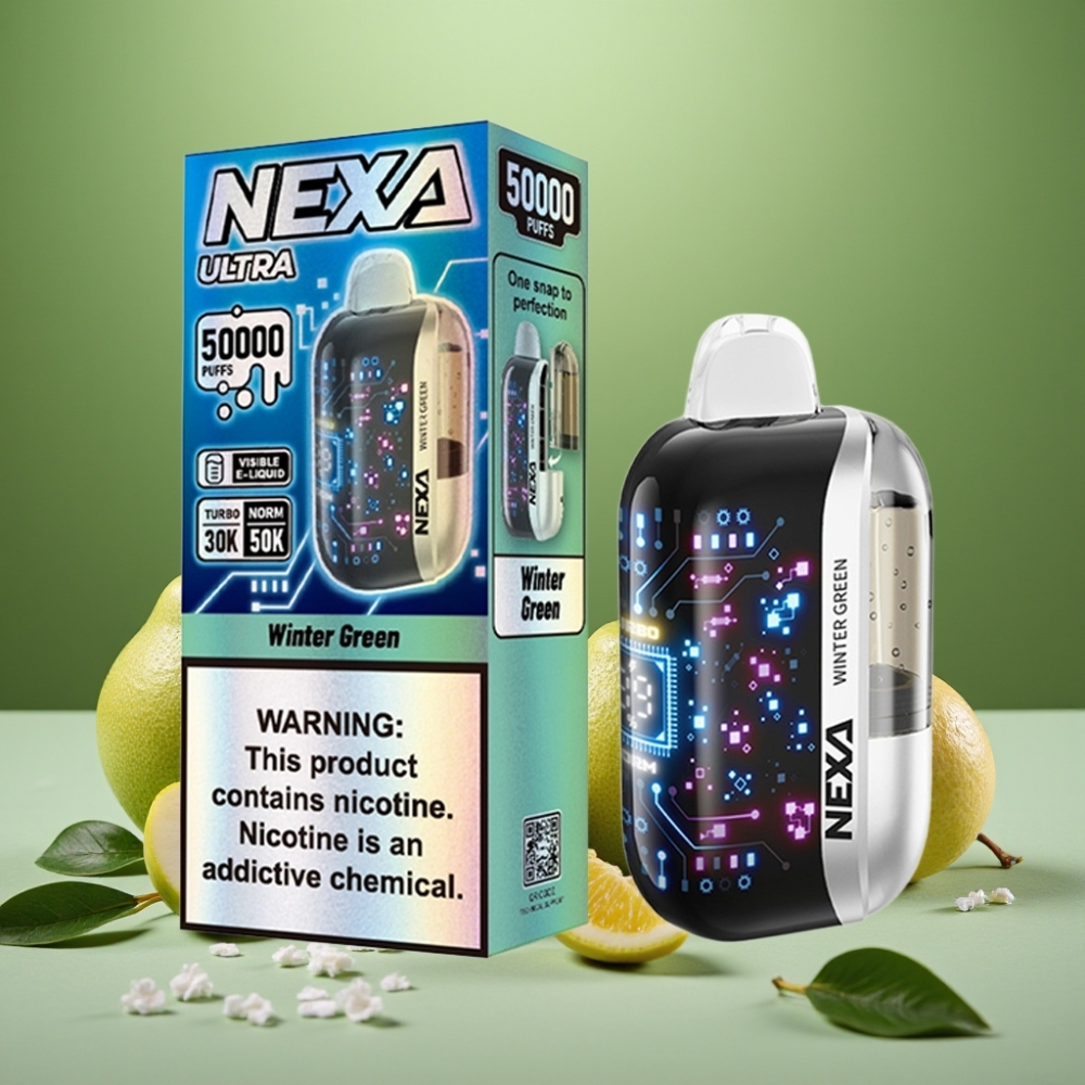 NEXA Ultra 50K Engangsvape Vintergrøn 20ml 5% TYPE-C
