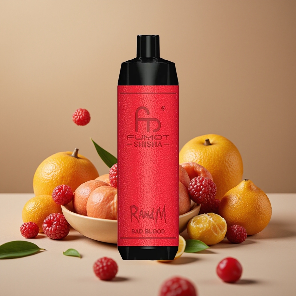 RandM Fumot Shisha 10000 Puffs 18ml 0,5% Nikotin Type-C Dårligt Blod
