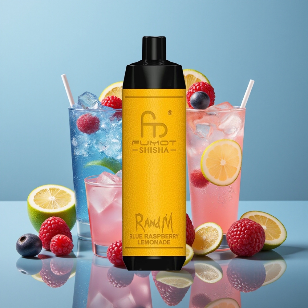 RandM Fumot Shisha 10000 Puffs 18ml Blå Hindbær Lemonade Type-C 850mAh