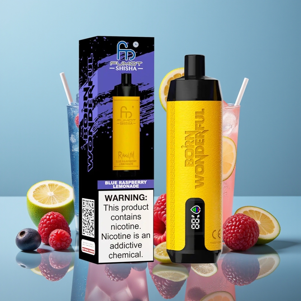 RandM Fumot Shisha 10000 Puffs 18ml Blå Hindbær Lemonade Type-C 850mAh