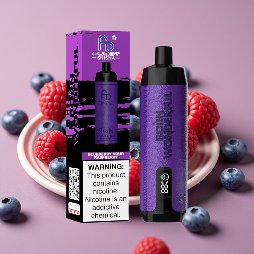 RandM Fumot Shisha 10000 Puffs 18ml Blåbær Sur Hindbær Type-C 850mAh