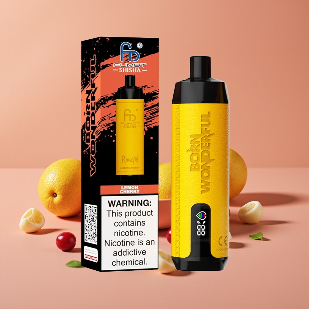 RandM Fumot Shisha 10000 Puffs 18ml Citron Kirsebær Type-C LED