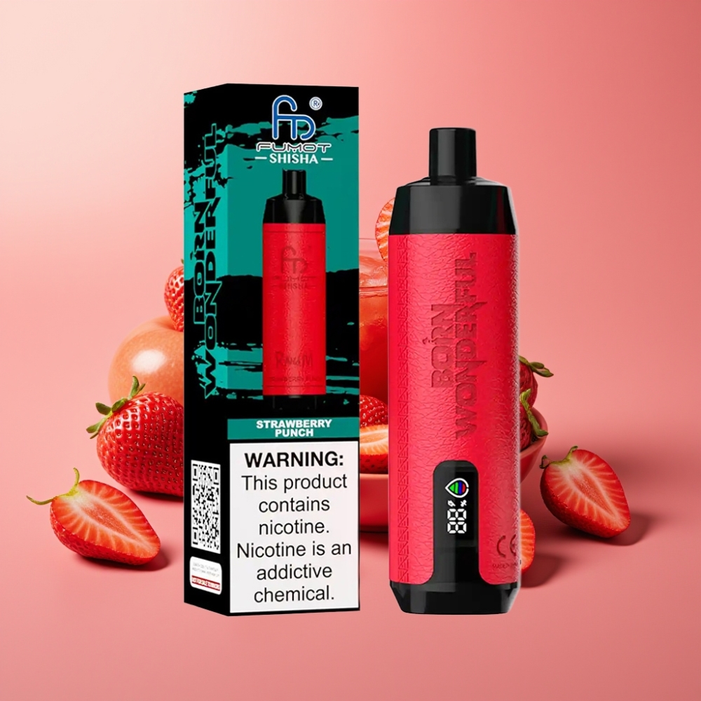 RandM Fumot Shisha 10000 Puffs 18ml Jordbær Punch 850mAh Type-C