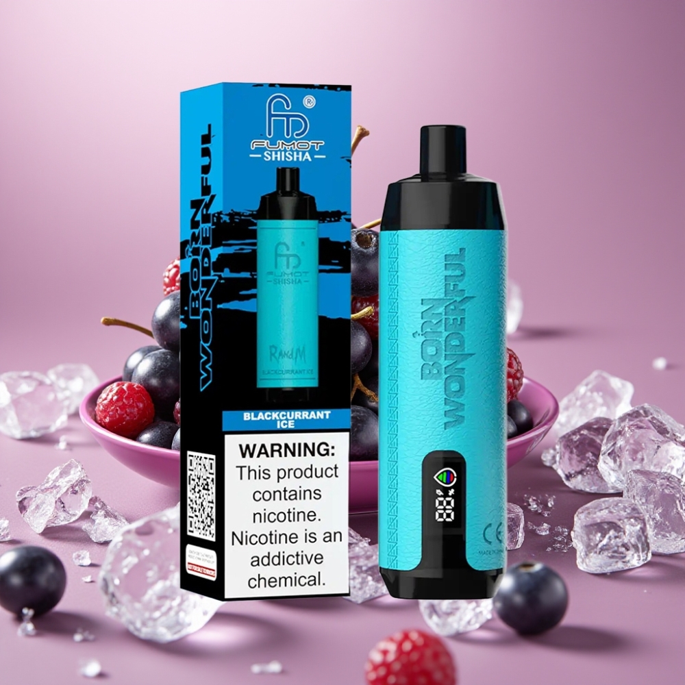 RandM Fumot Shisha 10000 Puffs 18ml Solbær Is Type-C 0.5% Nikotin