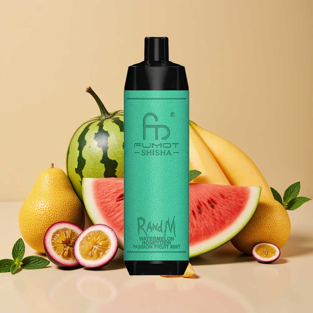 RandM Fumot Shisha 10000 Puffs 18ml Vandmelon Honningmelon Passionsfrugt Mynte Type-C