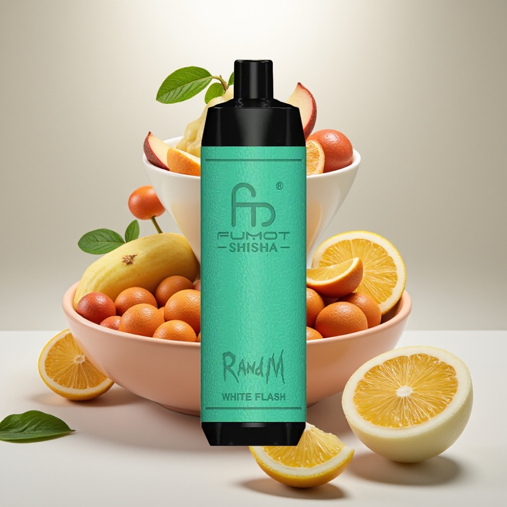 RandM Fumot Shisha 10000 Puffs White Flash Type-C LED 0.6ohm Mesh