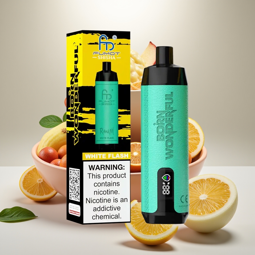 RandM Fumot Shisha 10000 Puffs White Flash Type-C LED 0.6ohm Mesh