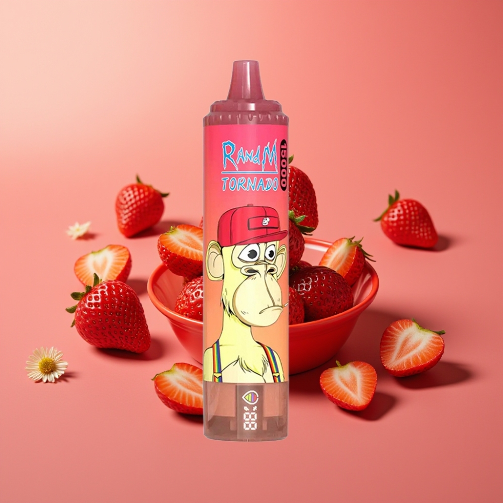 Fumot RandM Tornado 15000 Puffs 25ml 850mAh Jordbær Red Bull Mesh Coil