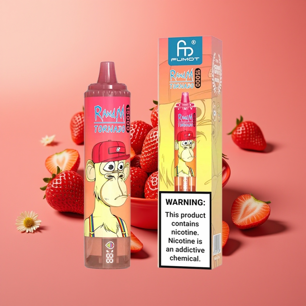 Fumot RandM Tornado 15000 Puffs 25ml 850mAh Jordbær Red Bull Mesh Coil