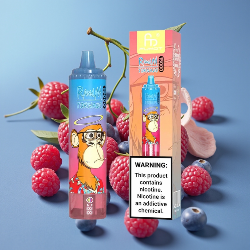 Fumot RandM Tornado 15000 Puffs 25ml Blå Hindbær Kirsebær Mesh Coil Type-C