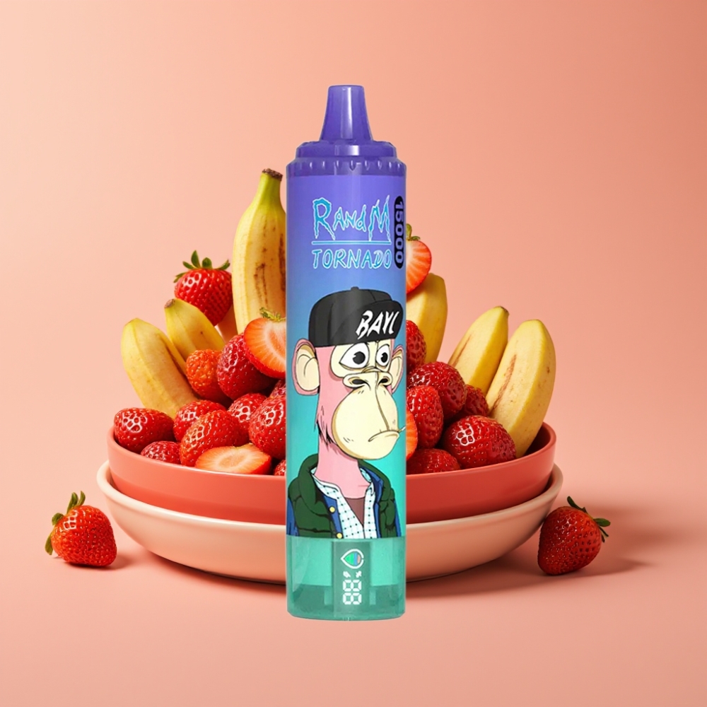 Fumot RandM Tornado 15000 Puffs 25ml Jordbær Banan Mesh Coil Type-C