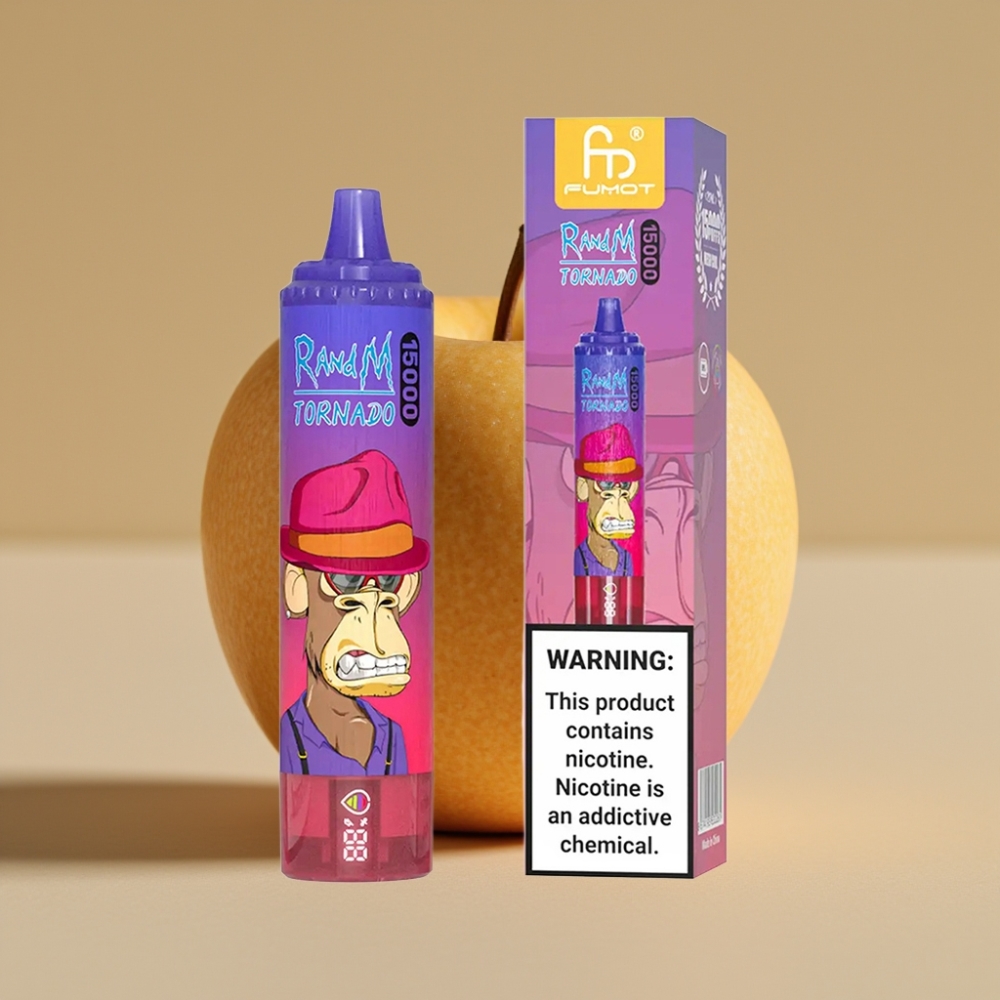 Fumot RandM Tornado 15000 Puffs 25ml Sur Æble Mesh Coil Type-C LCD