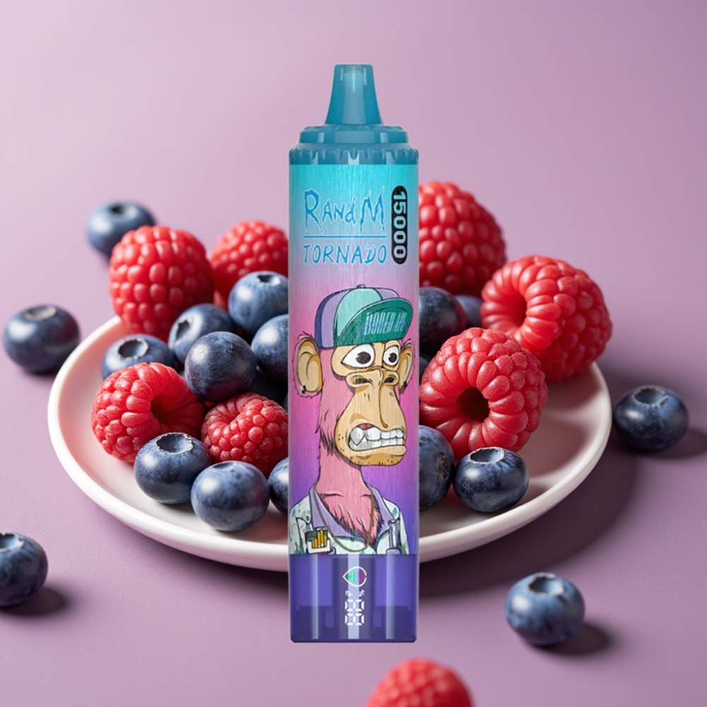 Fumot RandM Tornado 15000 Puffs Blåbær Hindbær 25ml 850mAh Mesh Coil Type-C