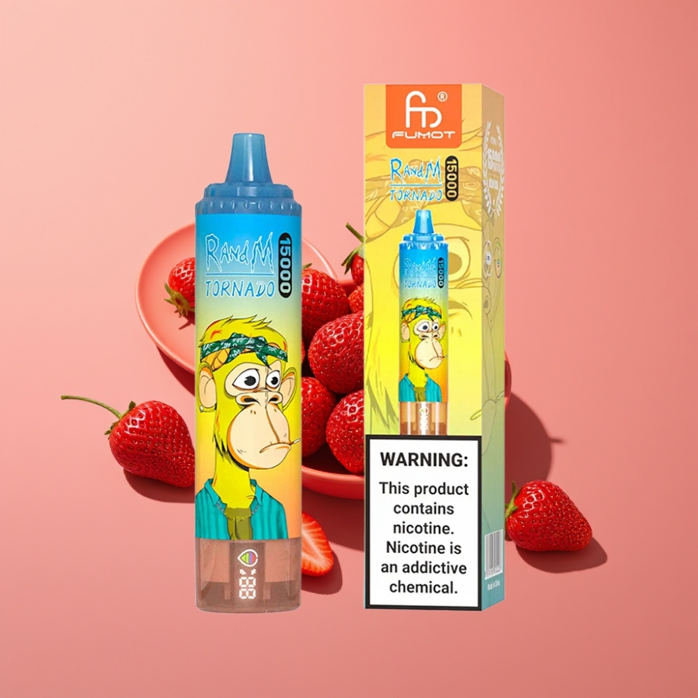 Fumot RandM Tornado 15000 Puffs Jordbær 25ml 850mAh Mesh Coil Type-C