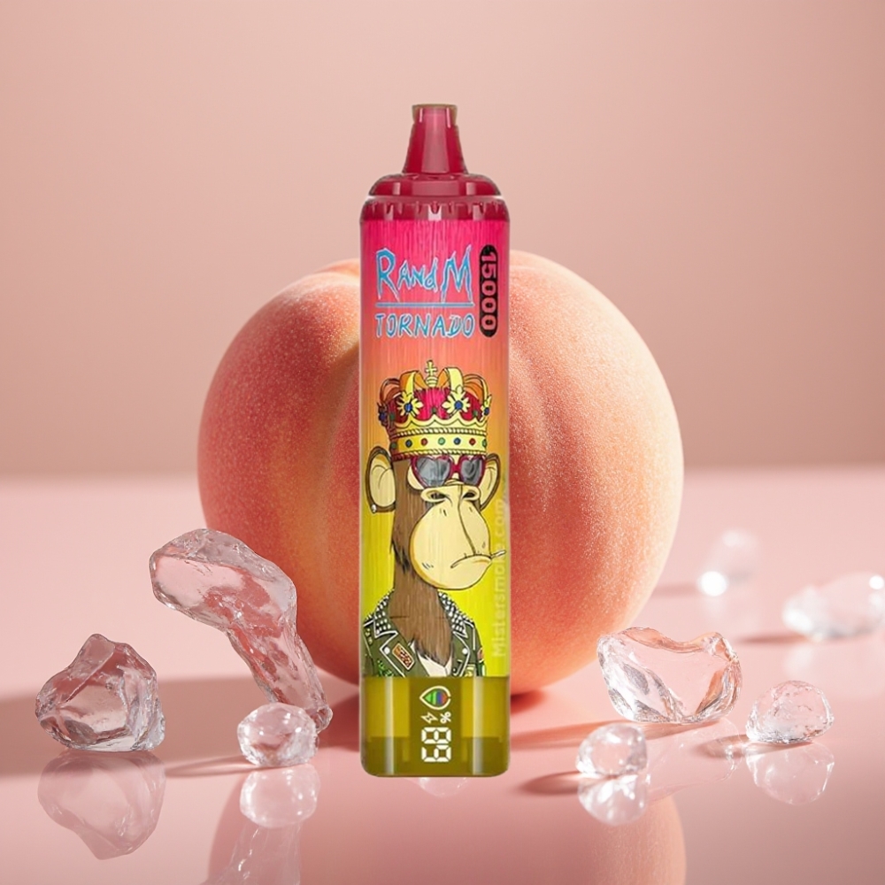 RandM Fumot Tornado 15000 Puffs 25ml 850mAh Iskaldt Fersken Mesh Coil Type-C