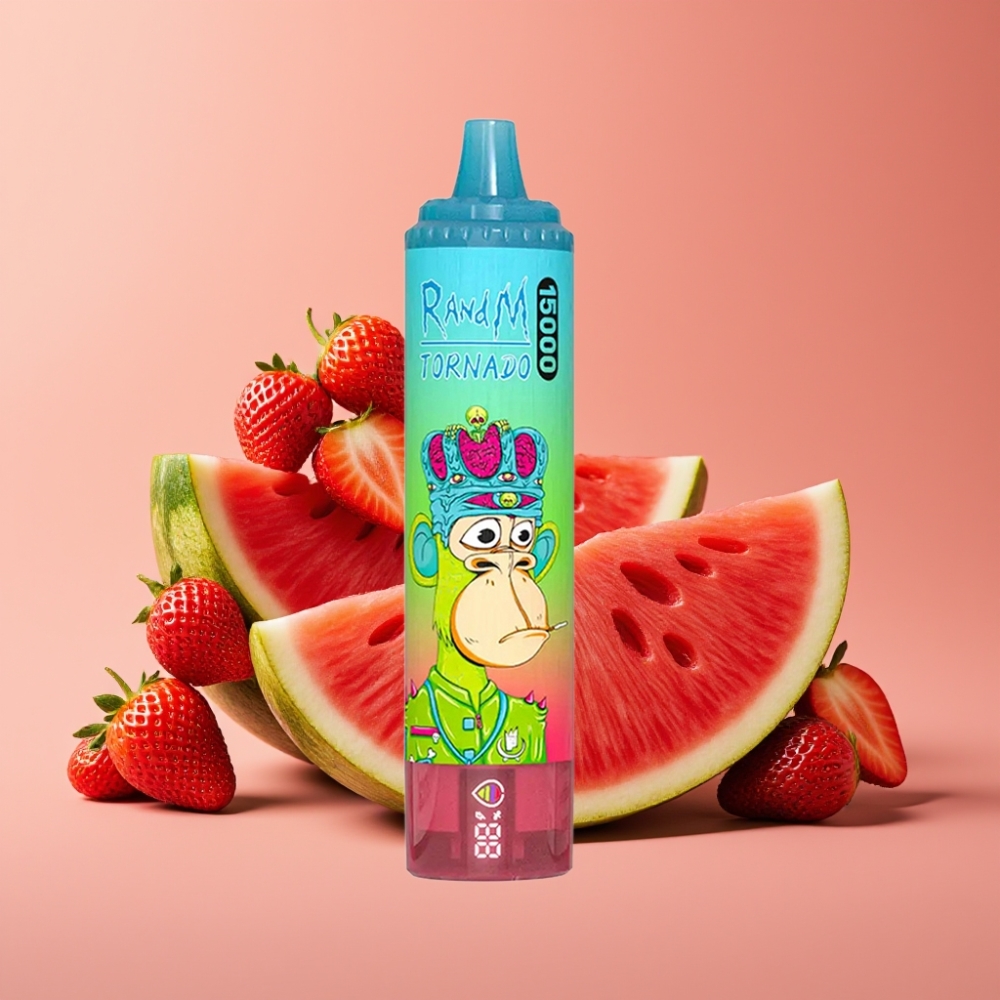 RandM Fumot Tornado 15000 Puffs 25ml Jordbær Vandmelon 850mAh Type-C LCD