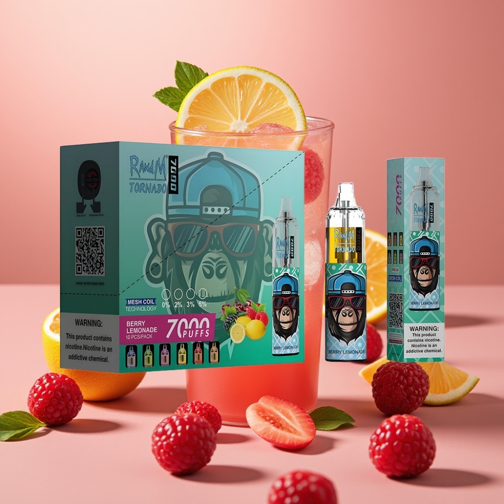 Fumot Tornado 7000 Puffs 14ML Bær Lemonade Type-C Luftjusterbar