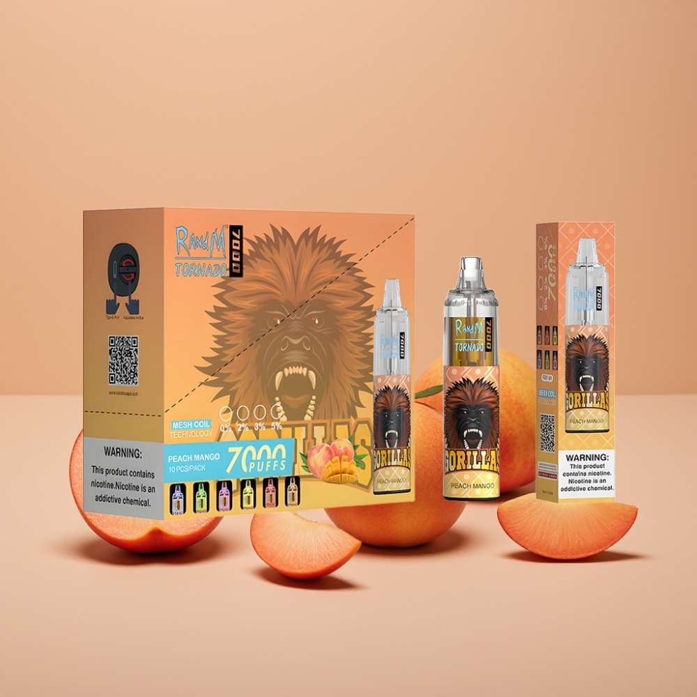 Fumot Tornado 7000 Puffs 14ML Fersken Mango Type-C RGB Luftindstilbar