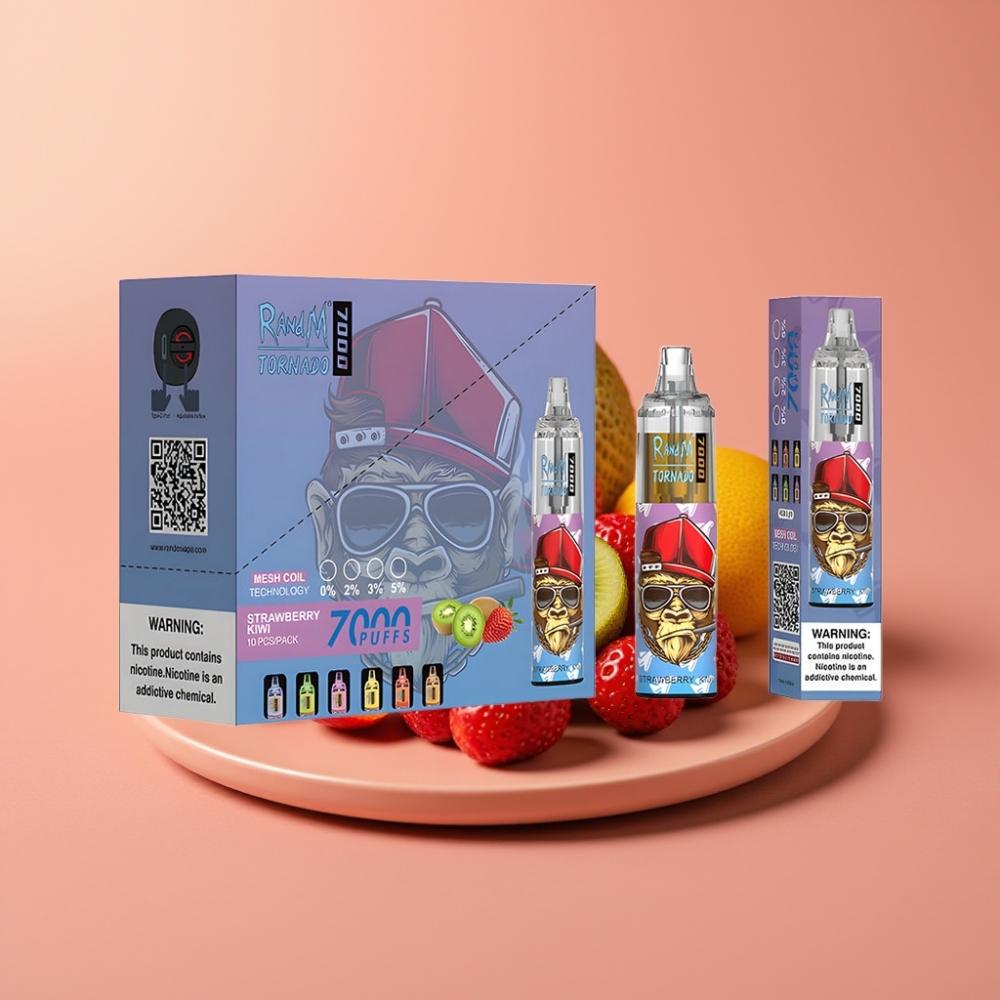 Fumot Tornado 7000 Puffs 14ML Type-C Jordbær Kiwi Disposable Vape